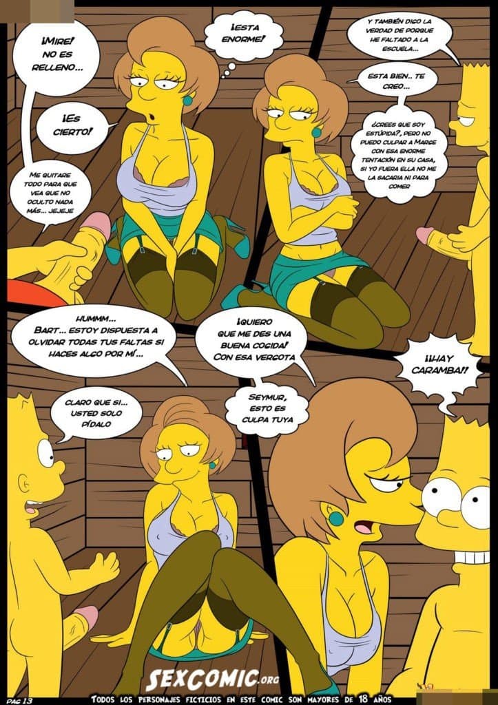 Los Simpsons xxx Edna Krabappel Follando con Bart 14