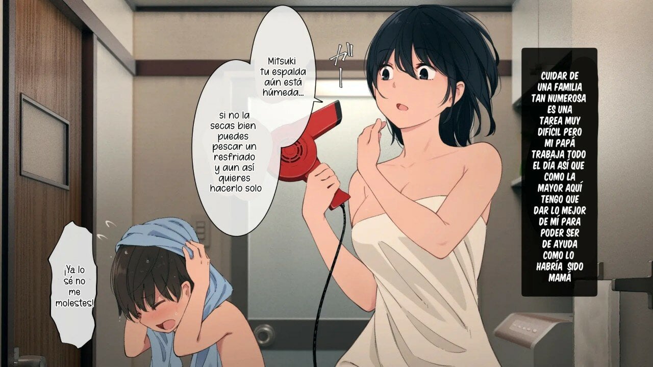 Una linda Onee chan que cuida de su numerosa familia 021